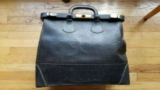 Antique Doctor Bag Real Leather " Old " From A Farm In York,  Me.