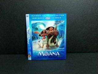 Moana 3d Lenticular Blu - Ray Slipcover Only.  Oop Rare.  No Discs Or Case