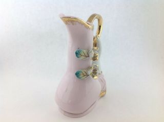 Vintage Art Pottery Ceramic Hand Holding a Pink Pitcher with Roses 5 