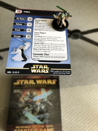 Wotc Star Wars Miniatures Game Clone Strike Yoda 26/60 W/ Card Republicvery Rare