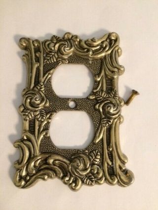 Amertac Outlet Cover Wall Plate Brass Victorian Rose Cast Metal Gold