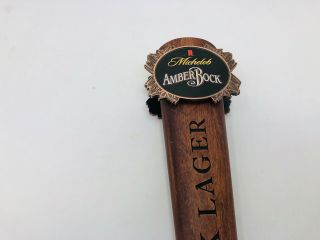 Vintage Michelob Amber Bock Dark Lager Wood Beer Keg Tapper Tap Handle Knob RARE 3