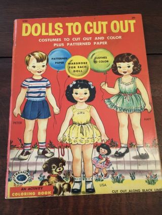 Vintage 1957 5 Dolls To Cut Out Judy Stang Paperdolls Paper 5 Dolls Cutouts