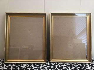 Two Retro Shadow Box Gold Metal Picture Frame 9 X 11 Vintage 1970’s