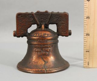 Rare Example Antique The Liberty Bell Bronzed Cast Iron Still Bank,