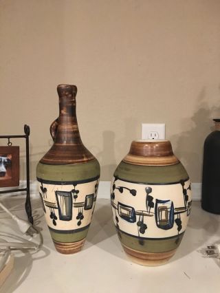 Mid Century Harsa Israel Vase 2 Jug Vace Decanter Retro Atomic Pottery Rare