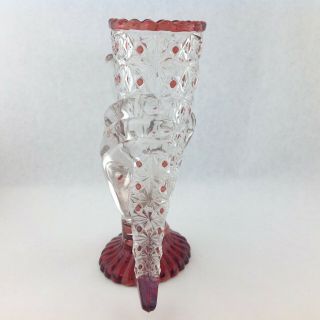 Fenton Clear and Red Glass Sculpture of a Hand Holding a Horn / Cornucopia 2