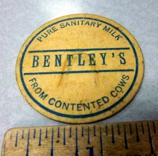 Vintage Bentleys Dairy Fairbanks Alaska Milk Bottle Cap,  Very Rare Unusual Find