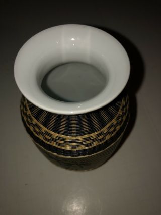 5” Size Black Tan Woven Vase With Pandas White Porcelain Vase 3