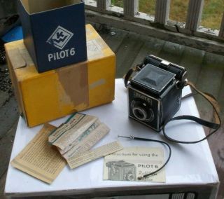 Rare Vintage Kamera Werkstatten Germany Pilot 6 Rollfilm Reflex Camera & Box Kw