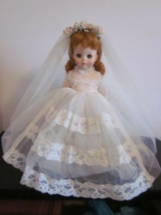 Vintage 1966 Madame Alexander Bride Doll Dress 14 " Tall 742