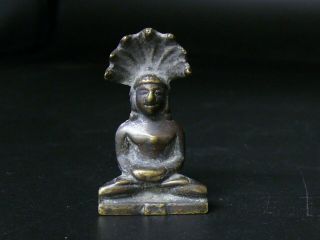 (cn365) India: Old Brass Jain Mahavir (mahaveer,  Mahavira,  Vardhamana) Figure