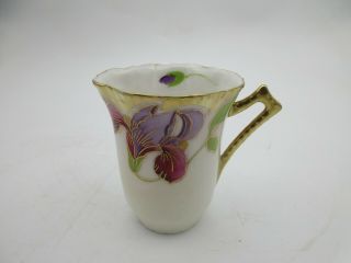 Antique Prussia Royal Rudolstadt Hand Painted Tea Cup Floral & Gold Gilt 3