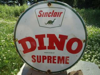 Rare Vintage 1957 Sinclair Gasoline Porcelain Gas Pump " Dino Supreme "