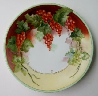 Bernardaud Limoges - Antique Hand Painted Porcelain Plate W/ Grapes - France