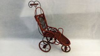 Antique Ornate Wicker Baby Doll Stroller Carriage Toy