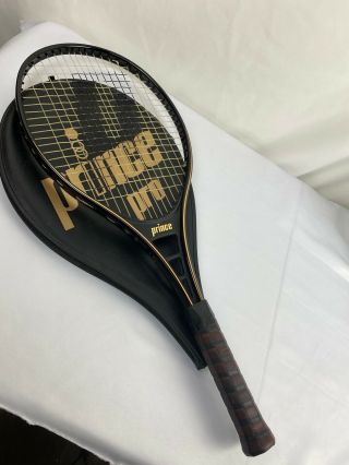 Prince Pro 4 1/2 Grip Tennis Racket Vintage Rare Vtg Ball Sport Black With Case