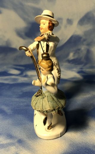EX RARE Antique Camille Naudot Spinning Ballerina & Magician Figurine FRANCE GUC 2