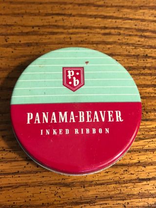 Vintage Panama - Beaver Typewriter Ribbon Tin Red Version Rare