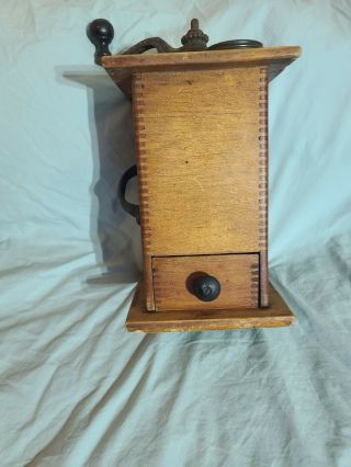 Vintage Hand Crank Wooden And Metal Coffee Grinder Collectable Antique Kitchen