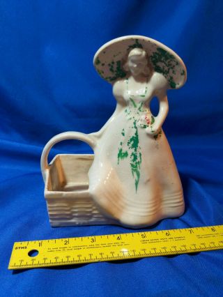 Brush Mccoy Planter Porcelain Ceramic Woman Lady Southern Belle Vtg Antique