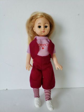 Vintage Vogue Ginny Gynny Rubber Vinyl Doll 8 " 1977 Sleepy Eyes Sassoon Outfit