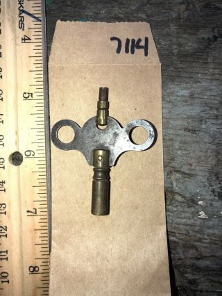 Brass Old Victorian Double End Clock Winding Mantle Key Antique 3/16” 1/16” - 7114