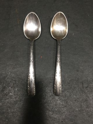 2 Gorham Camellia Pattern Sterling Silver Demitasse Spoons