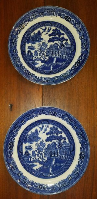 Antique Royal Staffordshire " Ye Olde Blue Willow " Dinner Plates