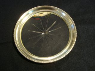 Antique Wallace Co.  Crystal Bottle Coaster With Sterling Silver Rim 5 "