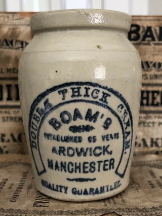 Antique Boam’s Double Thick Cream English Stoneware Jar Pot