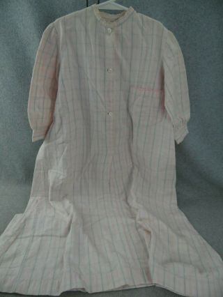 Two Vintage 35 " Long Pink Blue White Flannel Night Gown For Large Doll Or Child