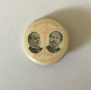 Antique 1896 Sound Money Mckinley And Hobart Jugate Political Button