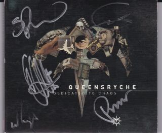 Queensryche Dedicated To Chaos Signed Cd All 5 Members Very Rare Autographed