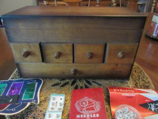 Vintage Wooden Sewing Box 5 Drawer By Style House Japan