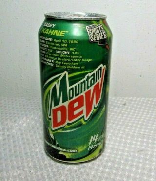 2005 Mountain Dew 14 Oz Sports Series Kasey Kahne 9 Alum Pt Soda Can Rare Full