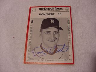 Very Rare Don Wert Autographed Card,  Detroit Tigers,