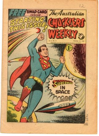 Chucklers Weekly Nov 27 1959 Rare Superman Cover Australian Comic Book