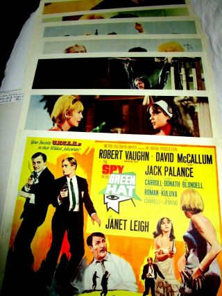 The Spy In The Green Hat Set Of 8 Lobbies,  Intl.  Rare Man From Uncle Set 1967
