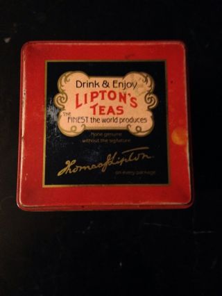 Lovely English Antique/Vintage Lipton ' s Teas Tin Box. 2