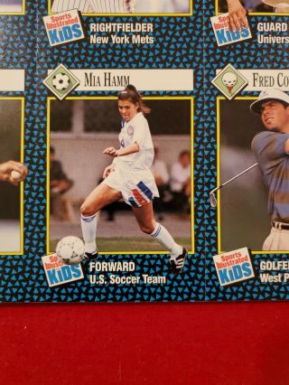 Rare 1992 Mia Hamm Rookie Rc Sports Illustrated For Kids Uncut Sheet Of Cards 2