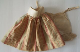 Antique Green & Pink Striped Skirt And White Pantaloons For 16” Fashion Doll