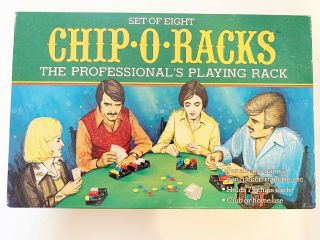 Set Of 8 Chip - O - Racks Poker Chip Playing Racks Rare Vintage C.  1977 Euc