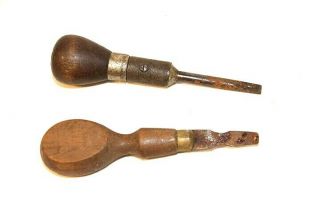 Antique Screwdrivers Flat Head Tools Wooden Handle Made In Massachusetts