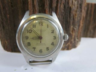 Rare Vintage Clinton Olma Military Style Red Second Hand Watch Runs Pw1