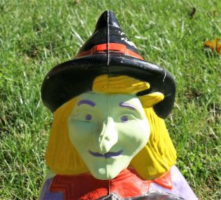 Vintage RARE HTF Halloween TPI Witch Pumpkin & Cat Plastic Lighted Blow Mold 23 