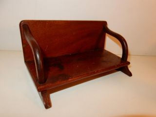 Antique German Bisque Mignonette Doll House Mahogany Bench Furniture Early Piece