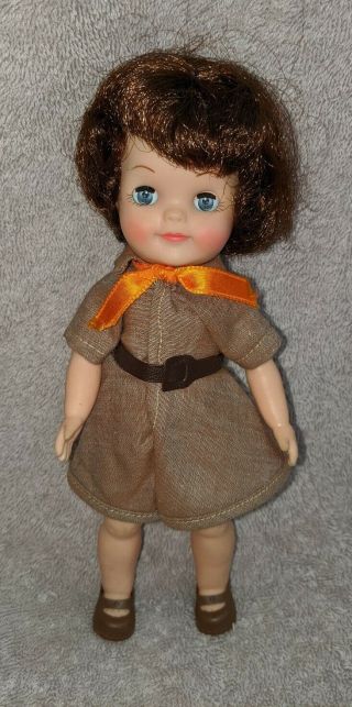 8 " Tall Vintage Effanbee Fluffy Doll Dressed As A Brownie Scout
