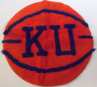 Rare Old Vintage 1960s 1970s Ku Kansas Jayhawks Kansas University Basketball Rug