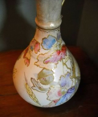 Antique Royal Worcester Porcelain Ewer Vase 19th C floral Raised gold Moriage 3